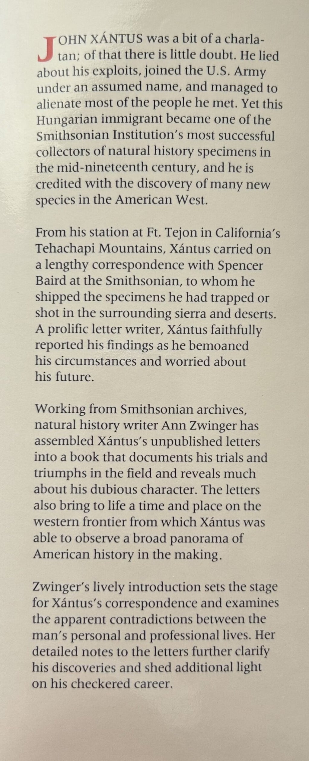 JOHN XANTUS: THE FORT TEJON LETTERS 1857-1859