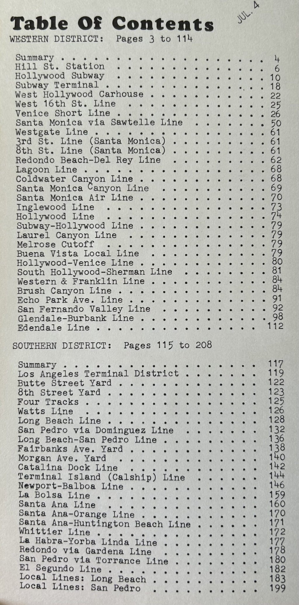 LINES OF PACIFIC ELECTRIC Southern and Western Districts, Interurbans Special 60